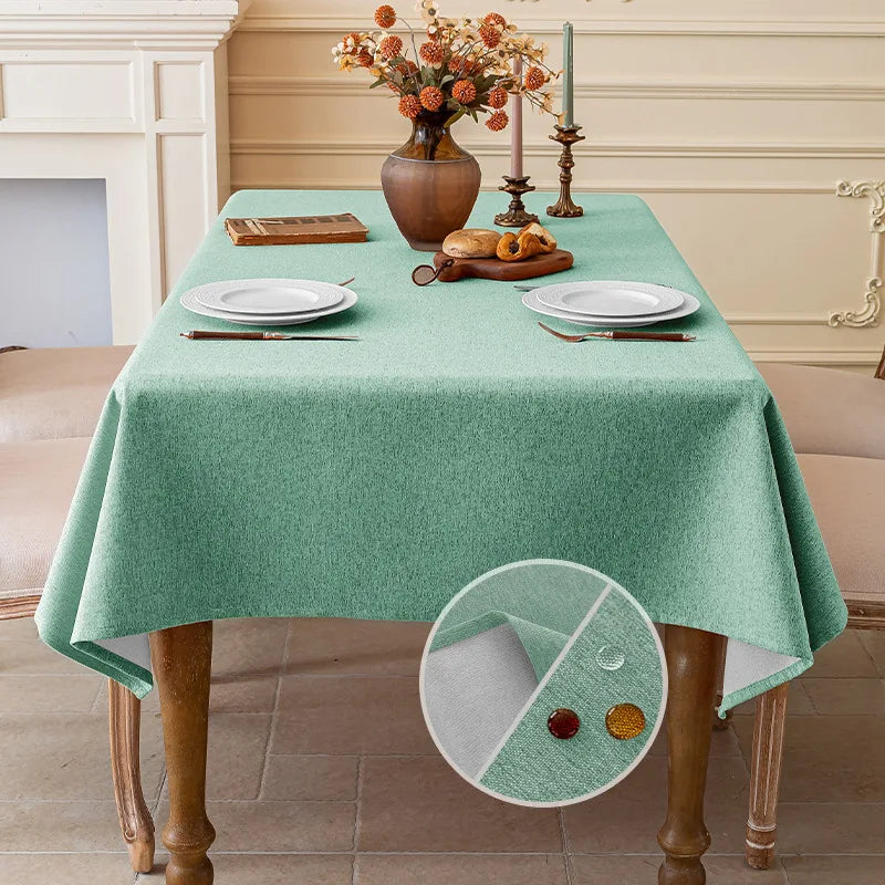 SOLID LINEN-LOOK WATERPROOF TABLECLOTH - Oil & Dust Resistant Rectangle Cover - Every Meal, No Stress
