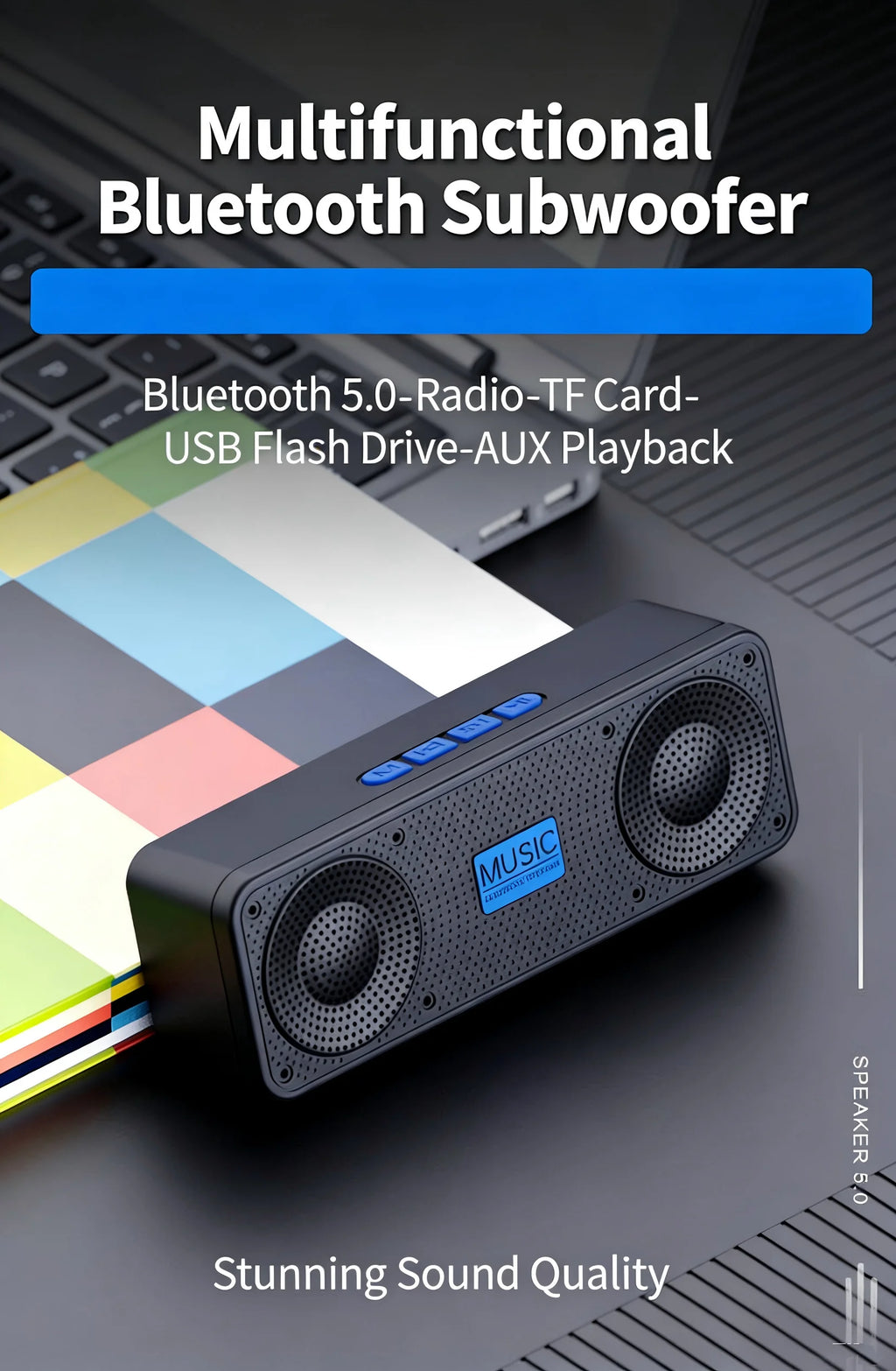 Wireless Bluetooth Speaker Stereo FM Radio USB AUX