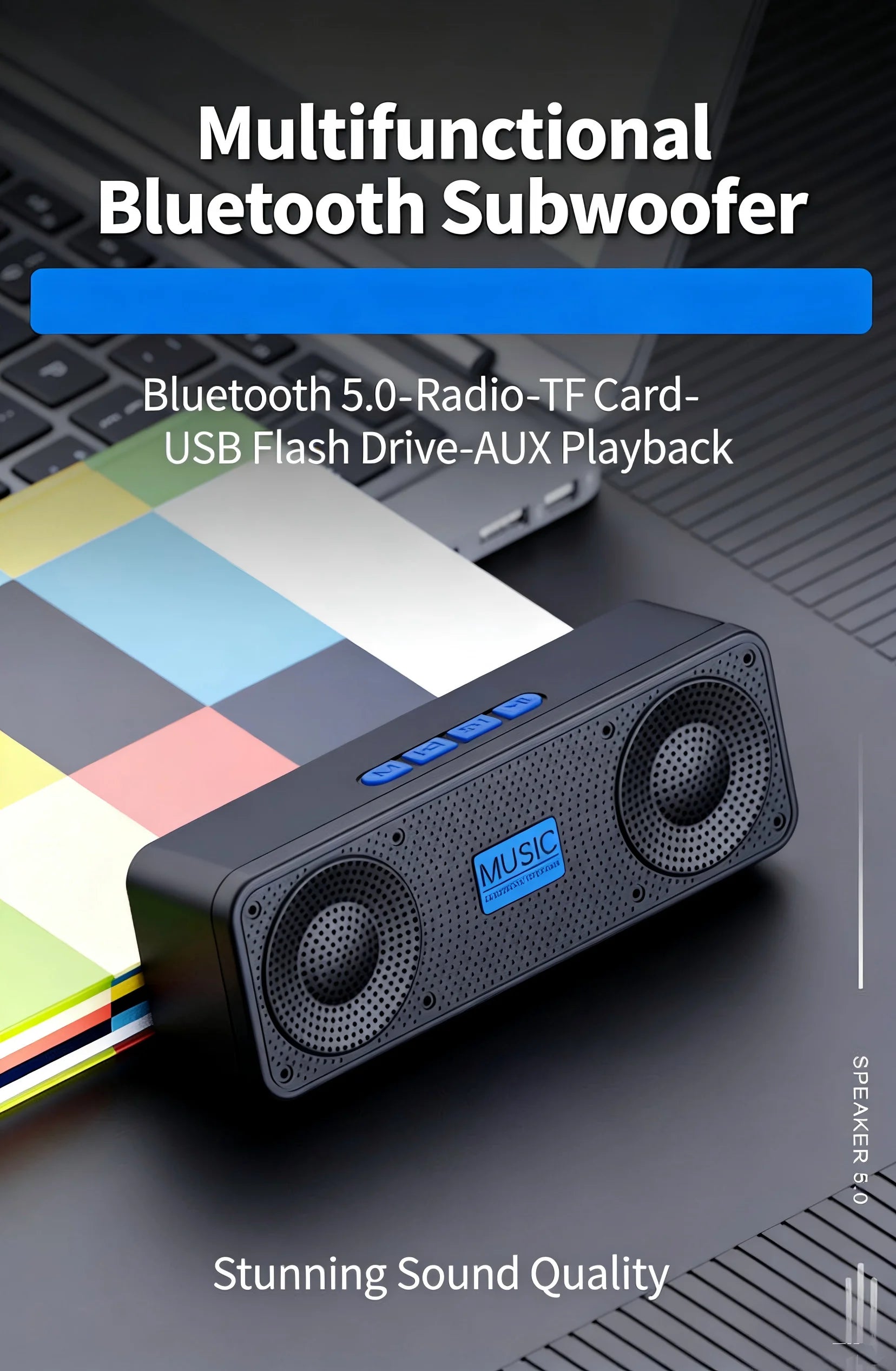 Wireless Bluetooth Speaker Stereo FM Radio USB AUX