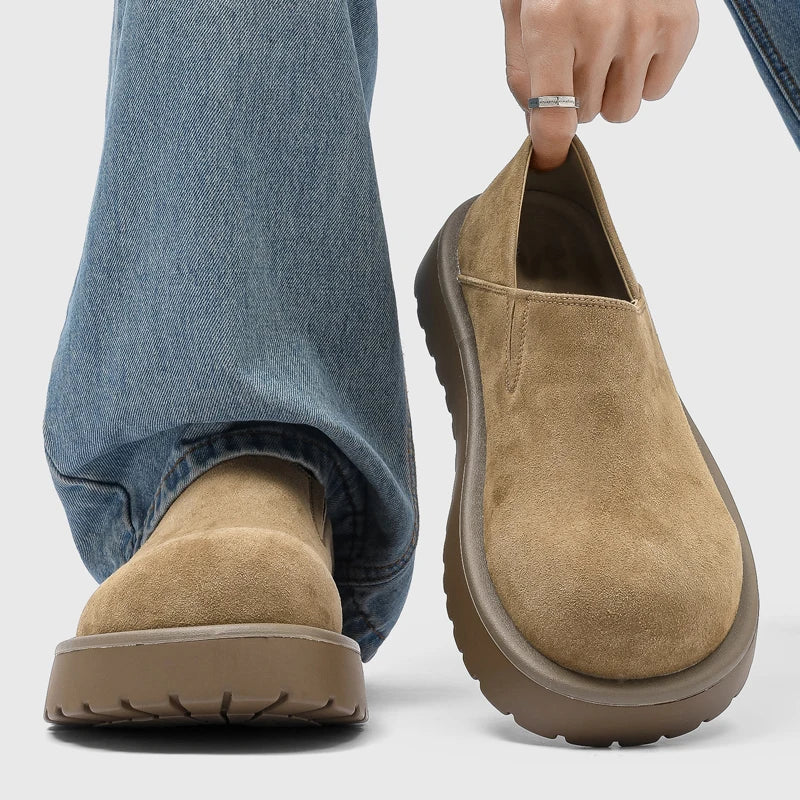 Men's Winter Loafers - Slip-On Two-Way Mule Shoes with Fur Lining Option