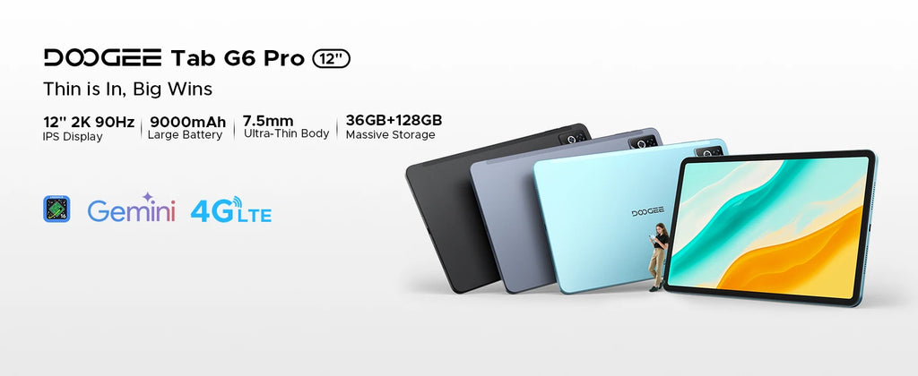 DOOGEE Tab G6 Pro 12" 2K - Android 16 Gemini AI, 8GB+128GB, 4G LTE
