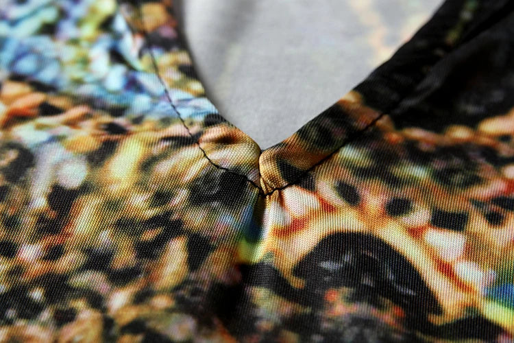 The New Sleeveless European and N Women's Dress V-neck Flower Retro Print Dress