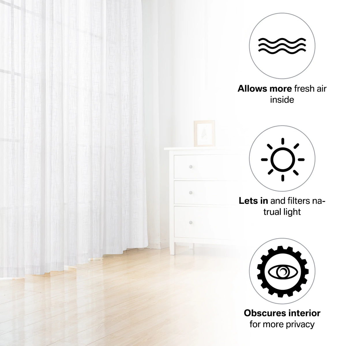 MODERN LINEN SHEER CURTAINS - 2 Panels, 1–40% Shading - Soft Window Light