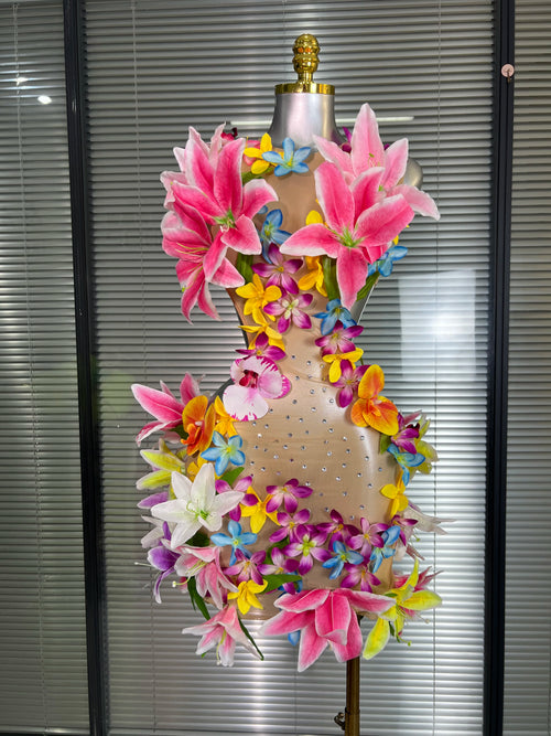 3D Floral Crystal Mini Dress — Stage Performance & Night Club