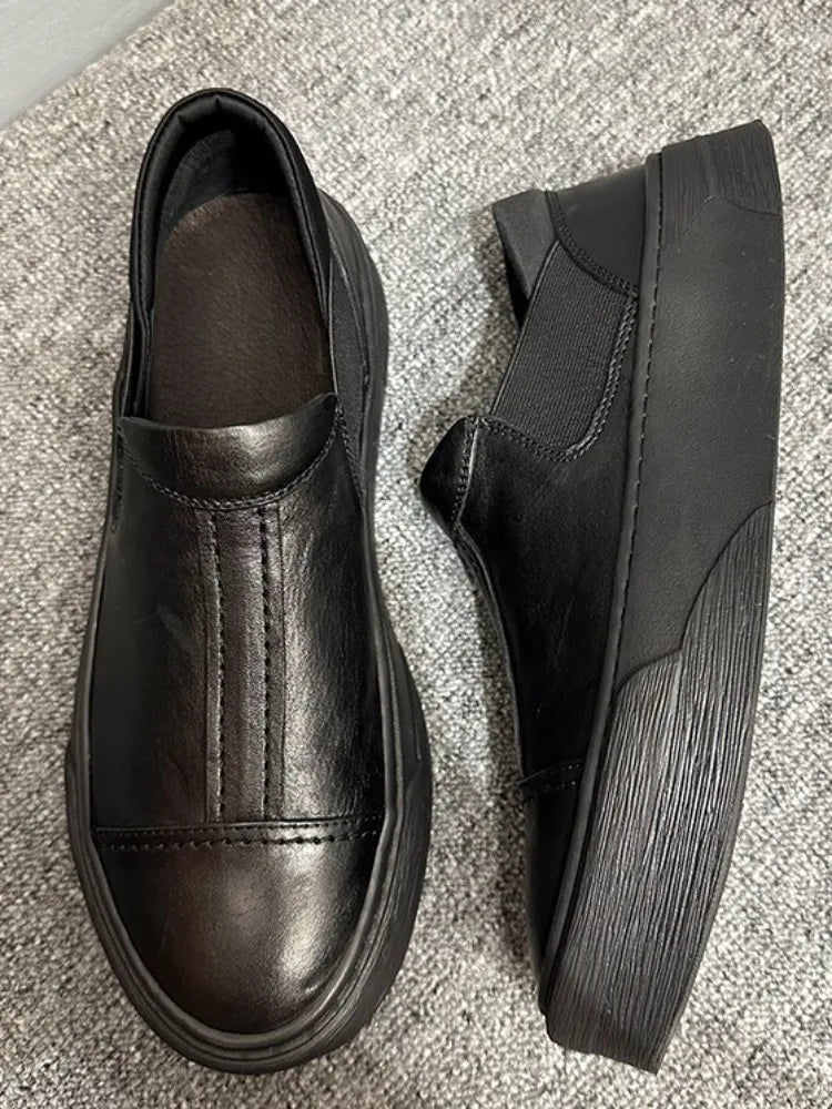 RETRO LIFT - Platform Cowhide Loafers - Slip On, Stand Taller