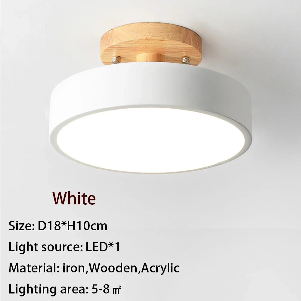 Macaron Wood Ceiling Light – 6 Colors, 1–7 Heads