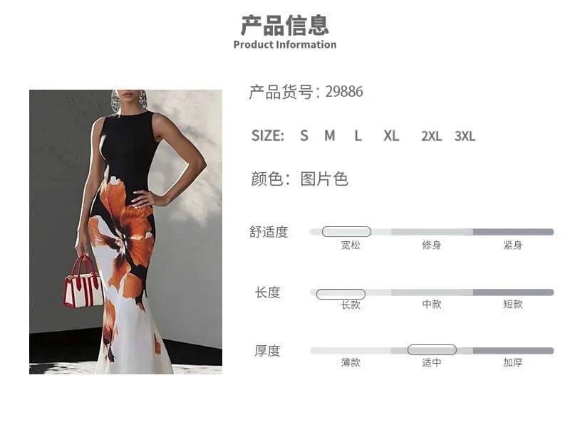 2026Spring new women's clothing European and American cross-border dresses Fashionable and elegant slim-fit waist-cinching print
