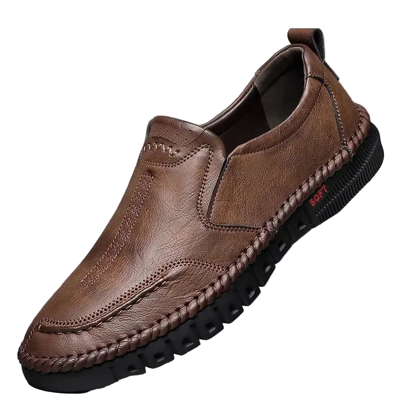 STITCH CRAFT - Men's Hand-Stitched Genuine Leather Slip-On Shoes - Business Formal Wedding Footwear
