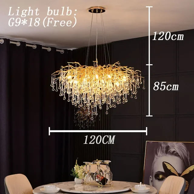 Water Drop Crystal Chandelier – Chrome/Gold/Black, Multi-Size