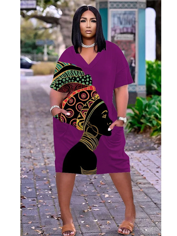 Fashion Native Midi Dresses Women Bohemian Party Evening Dress Women's Fashion African Dress Female Letter Sexy Sundress Slim