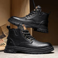 RETRO LACE ANKLE BOOTS - Women's PU Flat Heel Short Boots - Effortless Style, All-Season Comfort