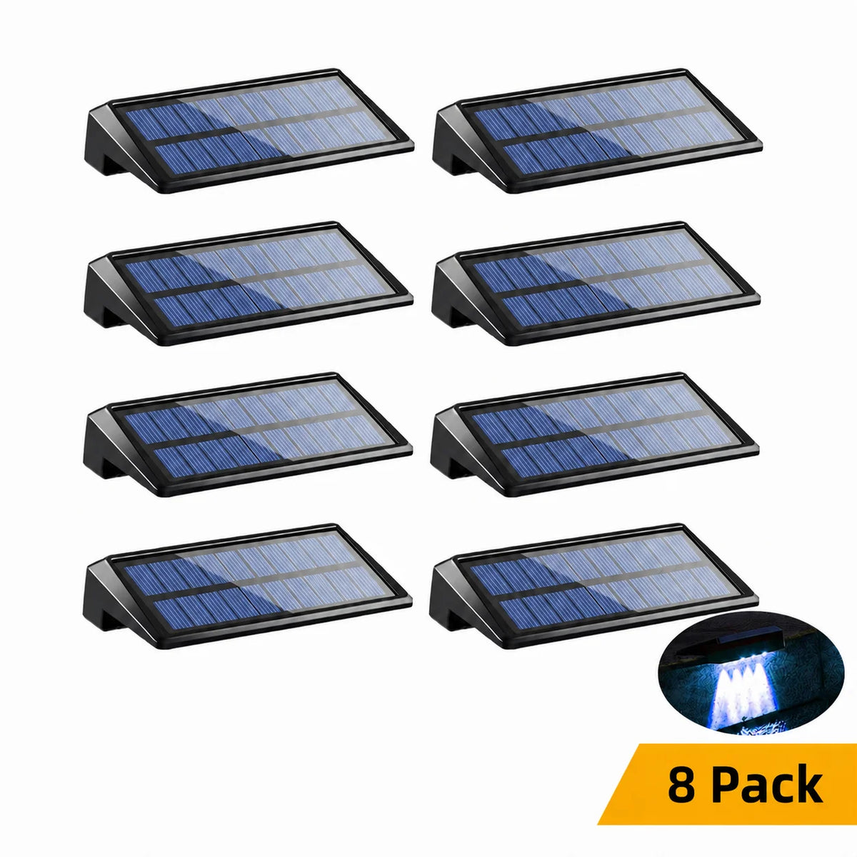 SOLAR FENCE LIGHTS - 8-Pack, 4 LEDs, IP44 - Auto Night Glow