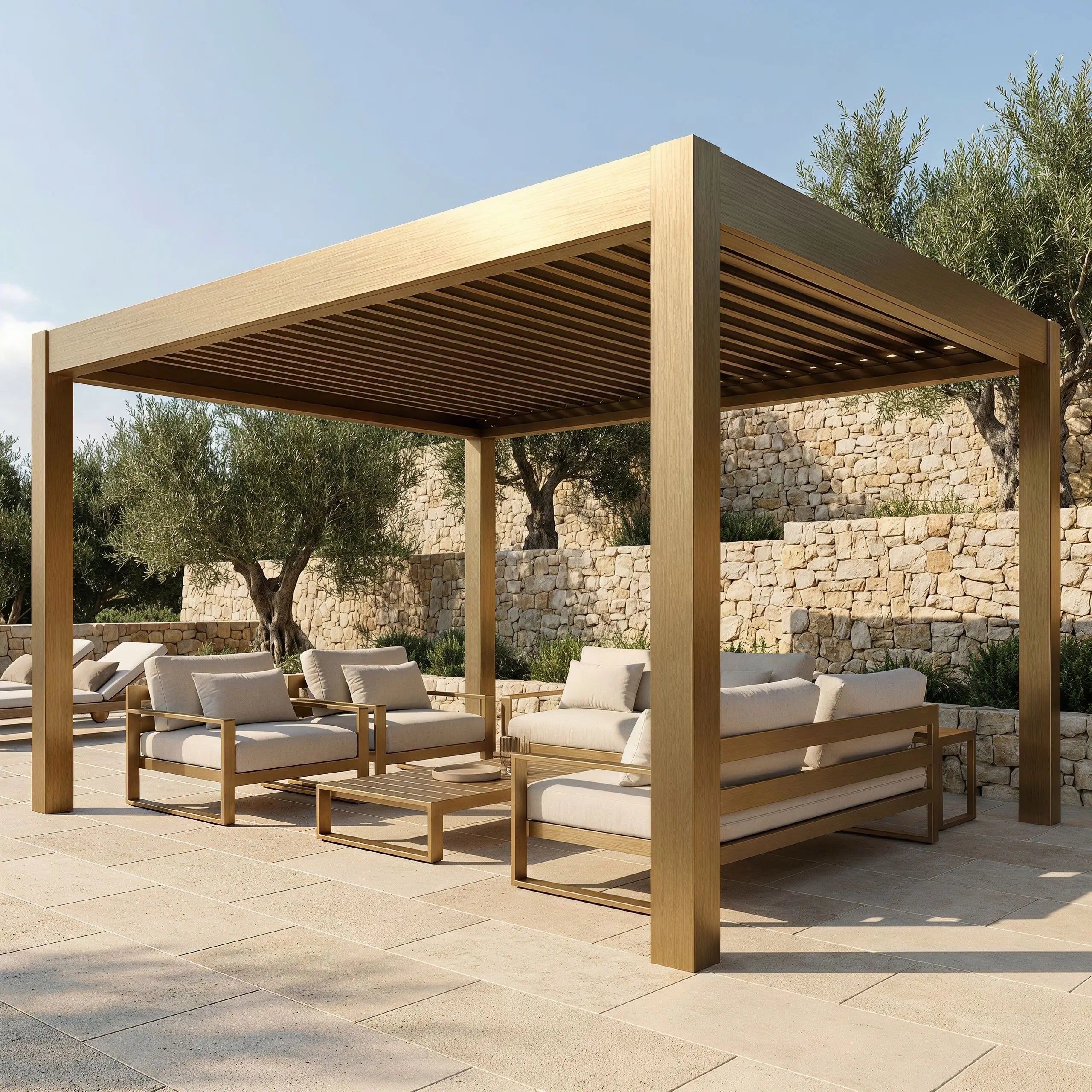 OUTDOOR PAVILION - Adjustable Blinds, Custom Size - Modern Garden Retreat