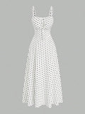 【Plus Size】 Polka Dot Print Dress, Casual Sleeveless Dress for Summer, Women's Plus Size Clothing for Daily Wear