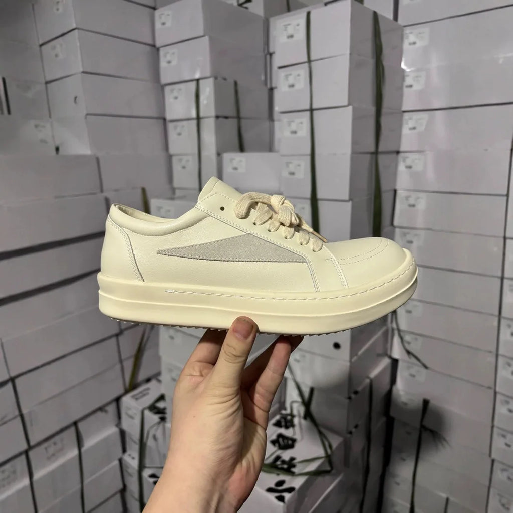 Men's High Ankle Sneakers - Jumbo Shoelace Canvas Flats Rick Owens Style