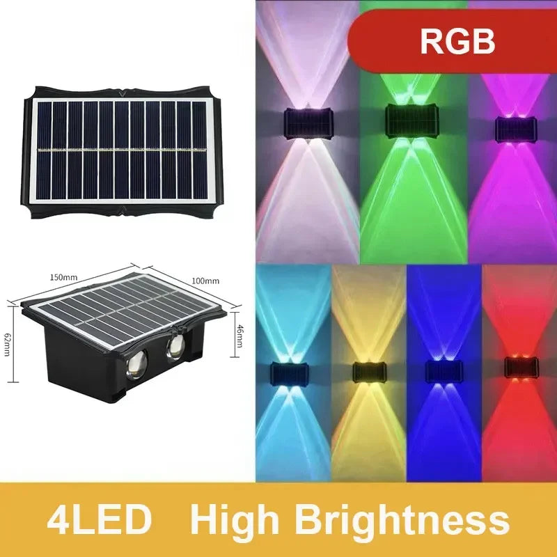 SOLAR WALL LIGHT - Up & Down Glow, RGB or Warm - Weatherproof Decor
