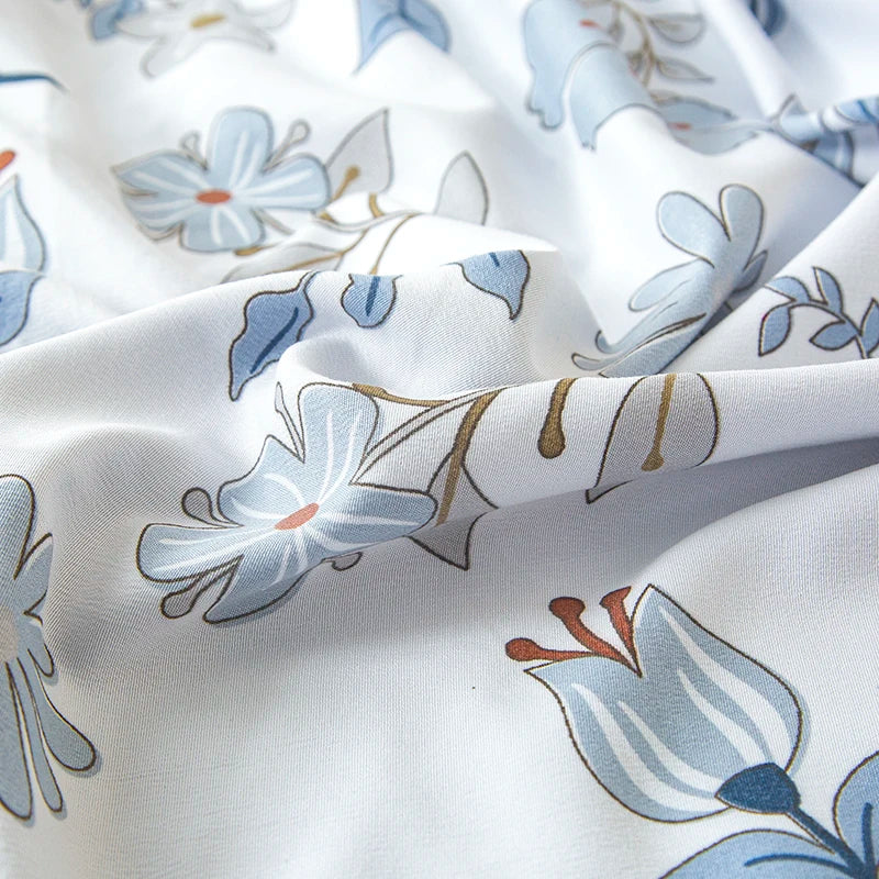 BLOOM & REST - Flower Printed Duvet Cover - Washed Cotton, Without Pillowcase
