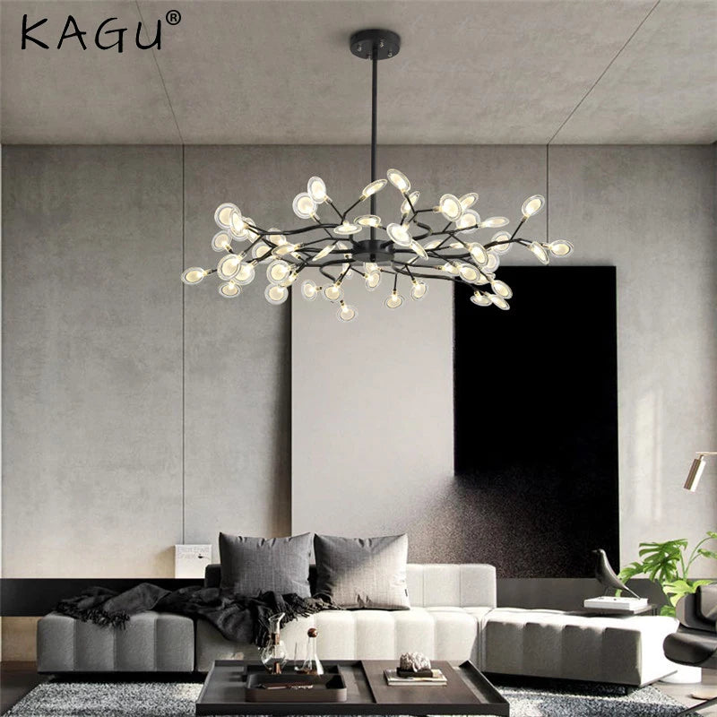 Nordic Firefly LED Chandelier – 9 to 54 Heads, Black or Gold