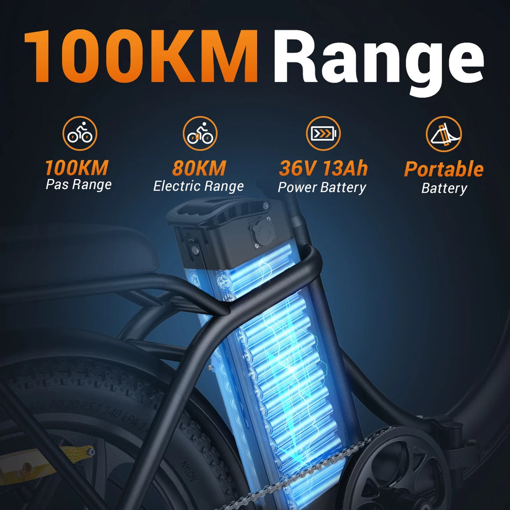 MILEPORT 1 FOLDING E-BIKE - 250W, 100 KM Assist Range - Weekend Freedom