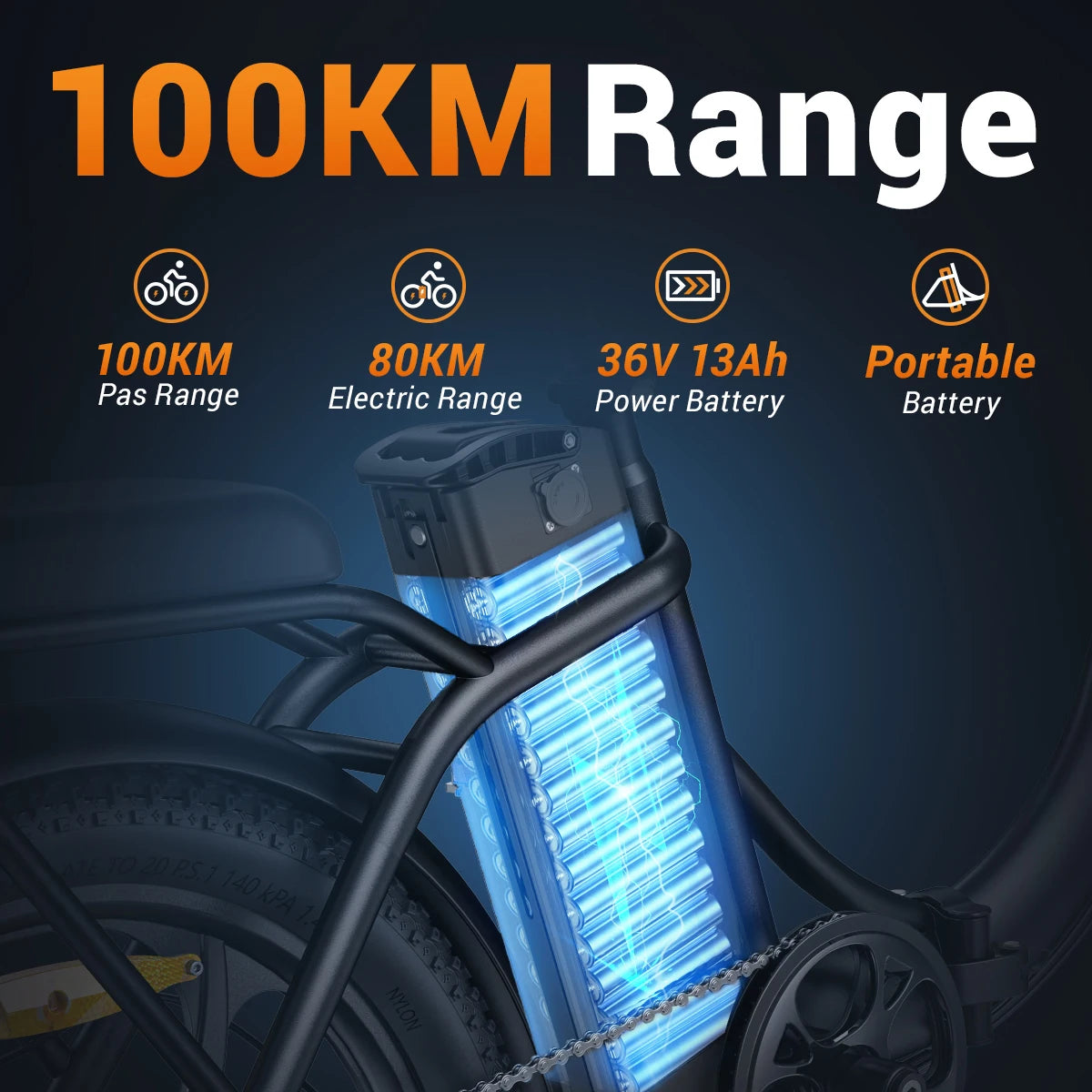 MILEPORT 1 FOLDING E-BIKE - 250W, 100 KM Assist Range - Weekend Freedom