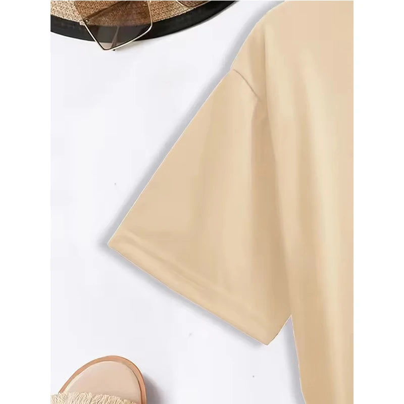 Casual Short Sleeve Printed T Shirt Clothing Women's T-Shirt Graphic Clothing Top Tee Fashion Bonjour Paris Text Print t shirt