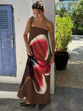 JULISSA MO Sexy Strapless Print Floral Belt Women Maxi Dress Yellow Backless Vacation Dress Summer Loose Elegant Party Beachwear