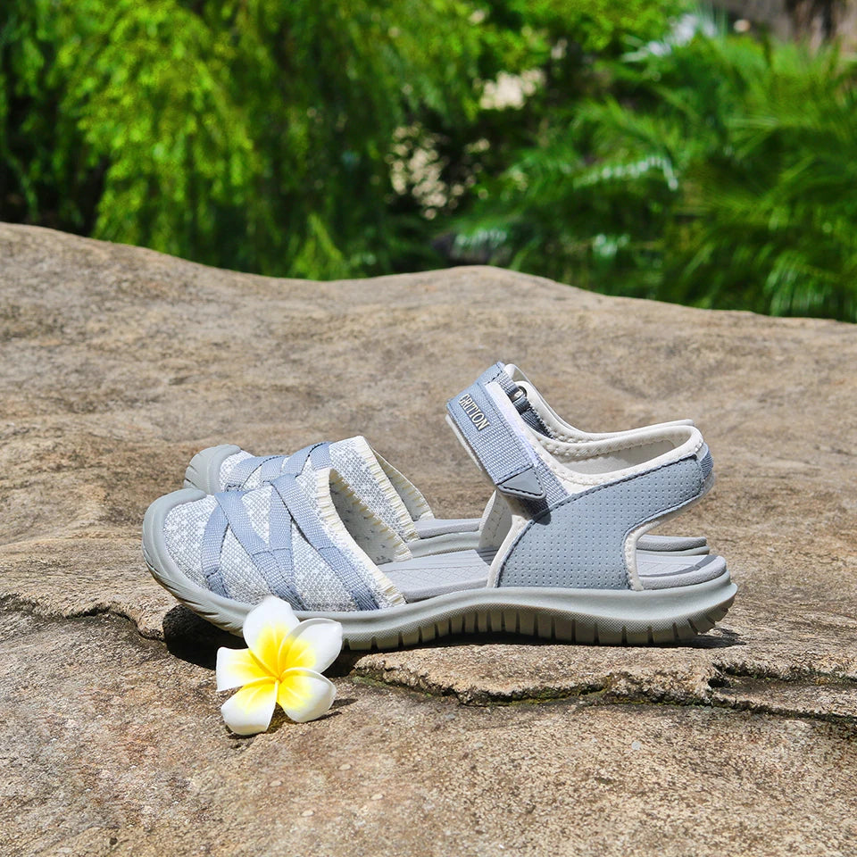 GRITION Women Sandals Casual Outdoor Shoes Closed Toe Flat Heels Elastic Fabric New Fashion 36-41 Ladies Trekking Hiking Sandals