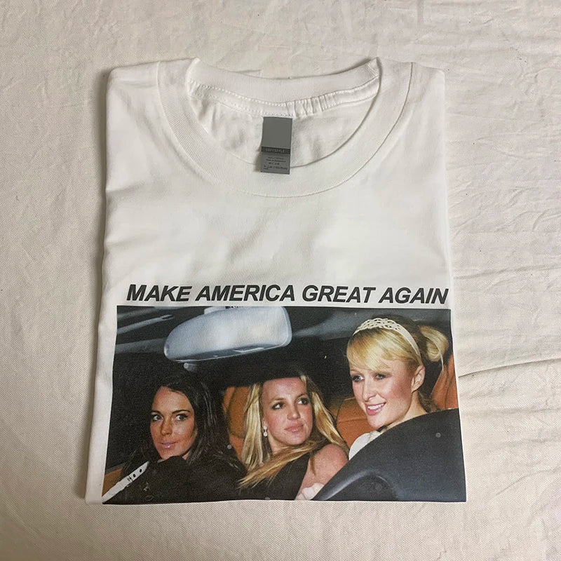 Britney Make America Great Again Graphic Tees Summer Women Fashion T Shirt Casual Tops Unisex Funny Trip T-shirts Streetwear