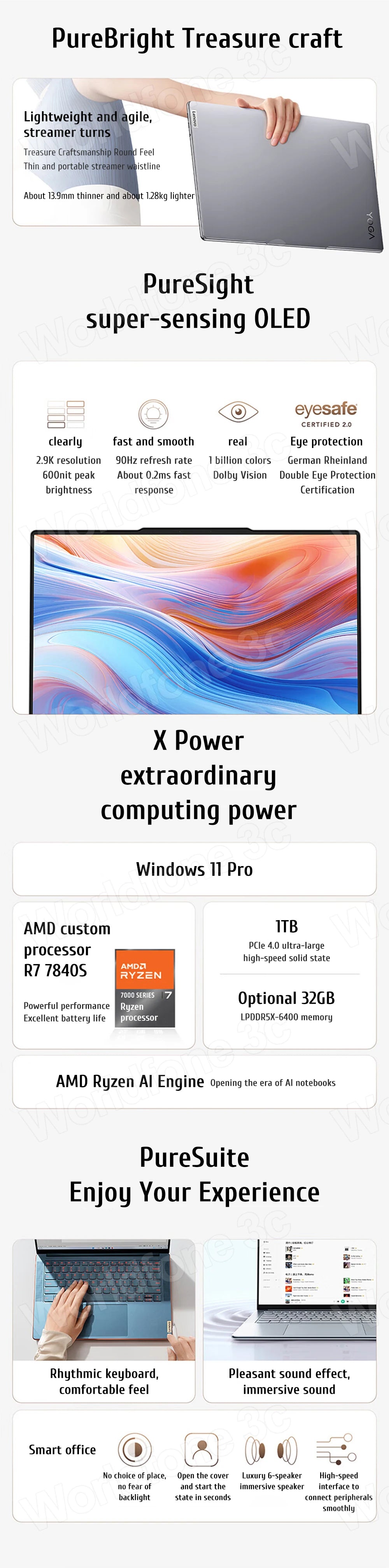 Lenovo YOGA Air14s 14.5" 2.9K OLED Touch - Ryzen 7 7840S
