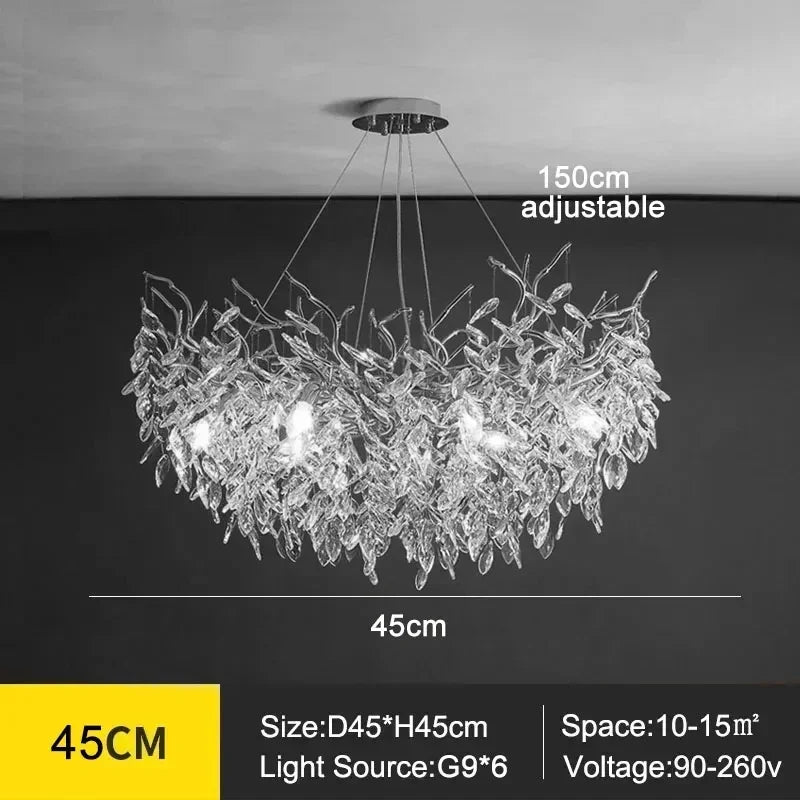 Luxury Crystal LED Chandelier – Round & Linear, Gold/Silver, Multiple Sizes