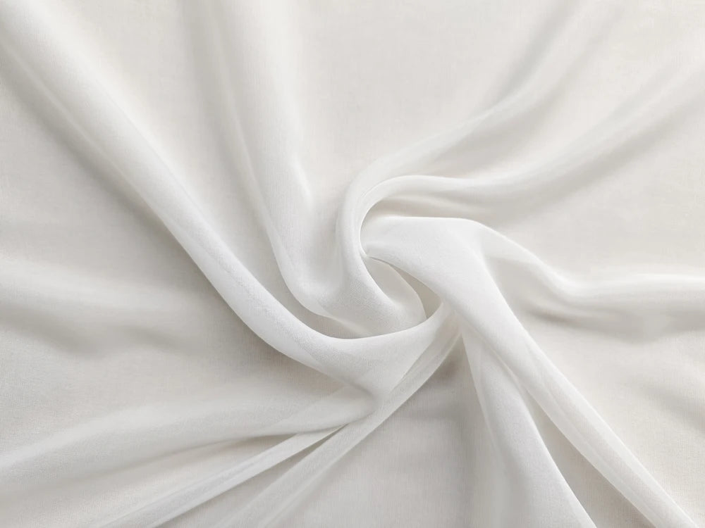 SILK COTTON CHIFFON GAUZE - 50% Mulberry Silk, 136cm Wide - Ivory Drape