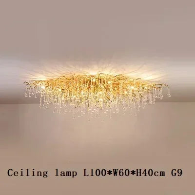 Luxury Gold Crystal Chandelier – Water Drop, Pendant & Ceiling