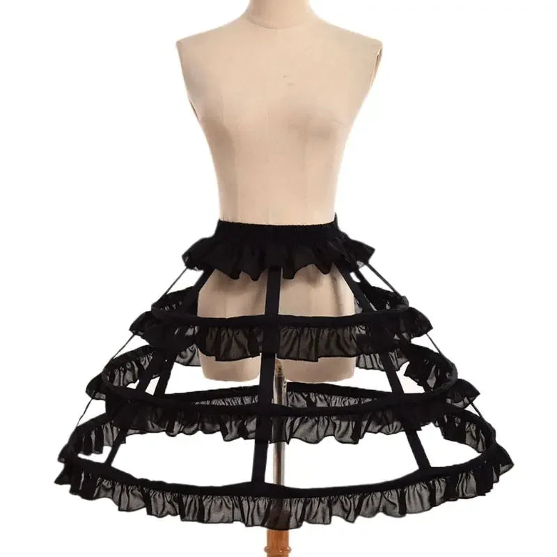 Women Girls Lolita Hollow Lotus Leaf Lace Bird Cage Fish Bone Skirt Cosplay Dress Skirt Petticoat Bride Wedding Dress Lining
