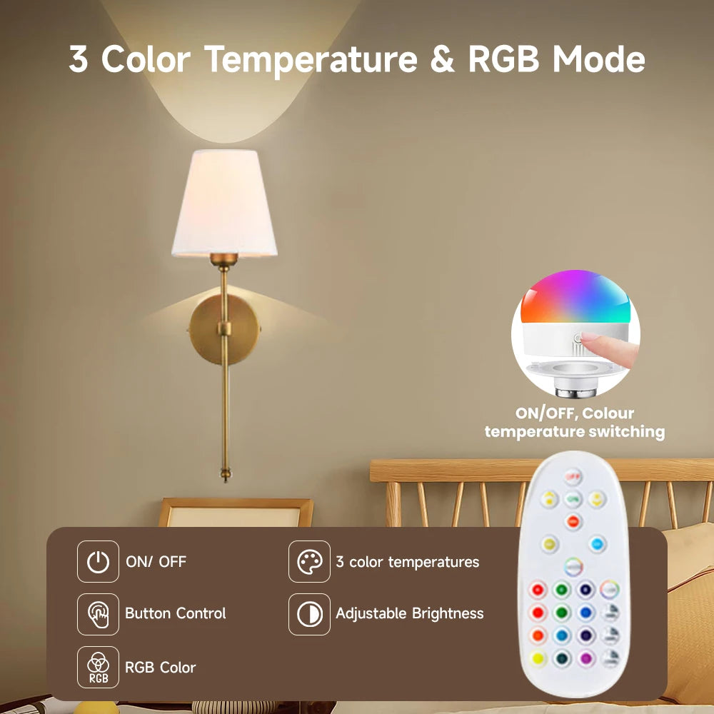 Wireless Rechargeable Wall Sconces – Set of 2