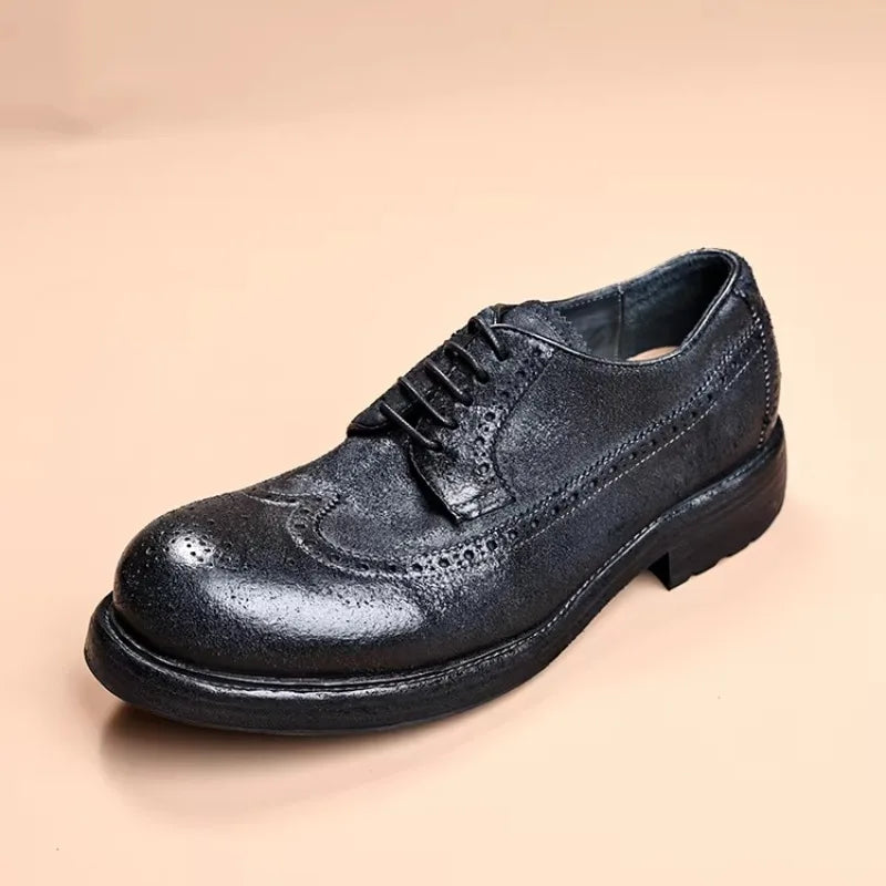 BRIT CRAFT - Handmade Genuine Leather Derby Shoes - British Style, Thick Sole