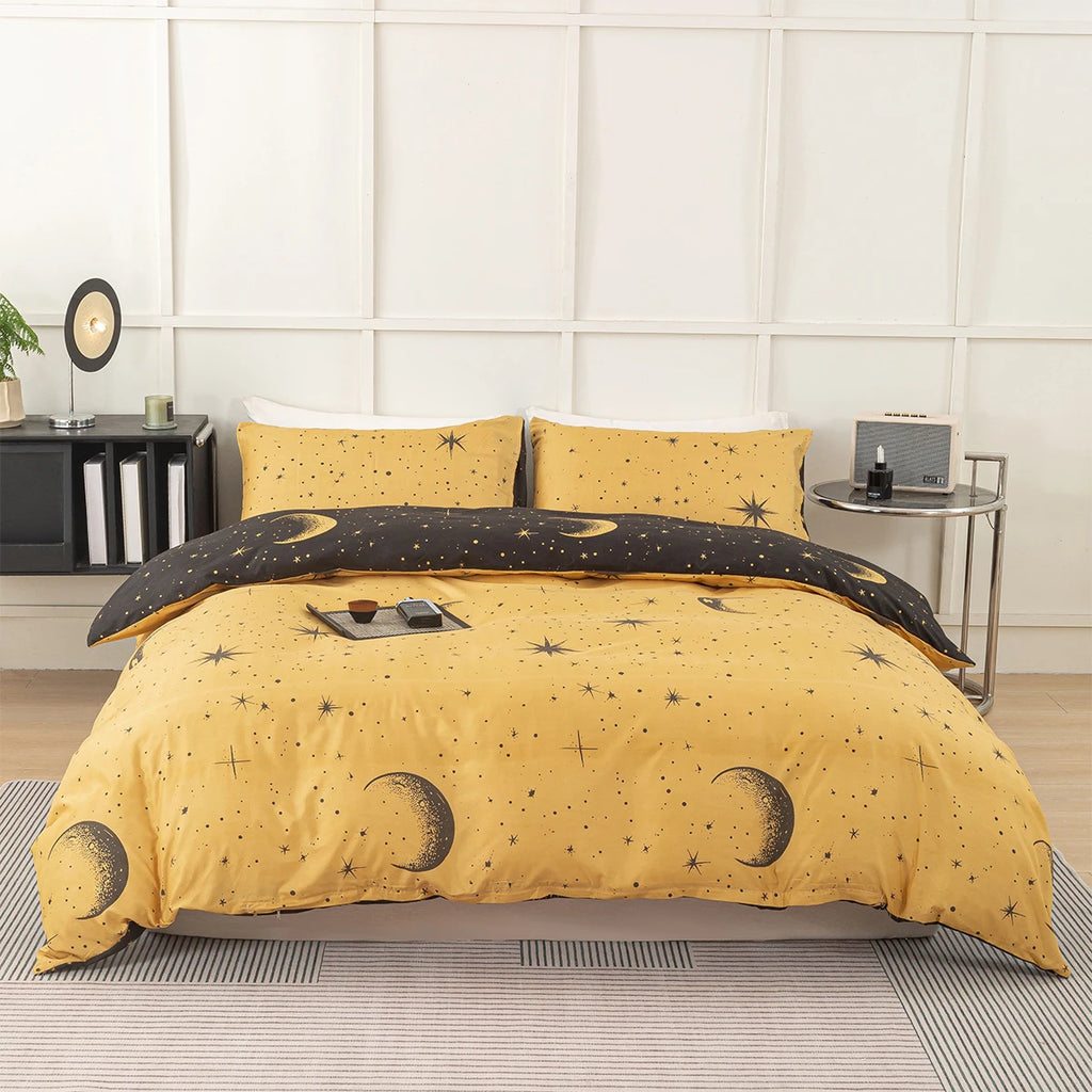 COSMIC DREAMS - Moon & Star Duvet Cover Set - Reversible, Soft & All-Season