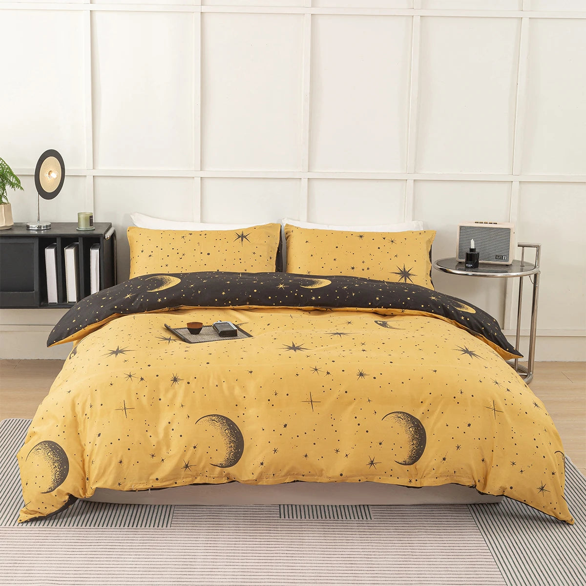 COSMIC DREAMS - Moon & Star Duvet Cover Set - Reversible, Soft & All-Season