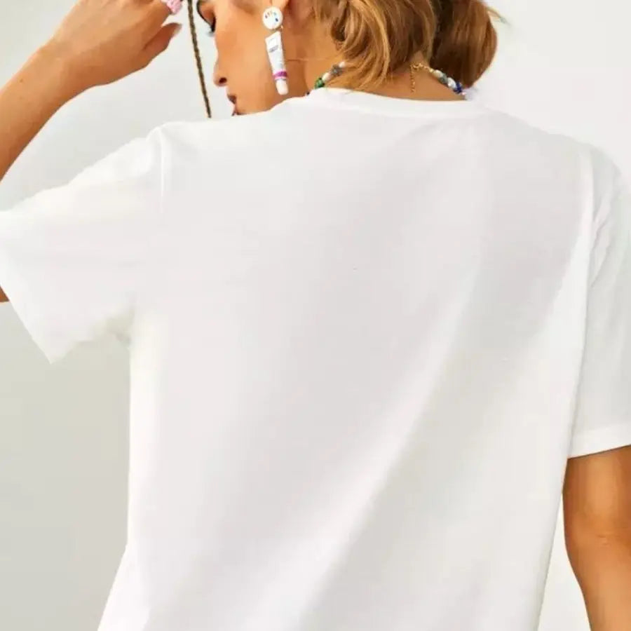 European And American Summer Loose Casual T-shirt Printed Bra Design Sexy women's Short Sleeved Shirt