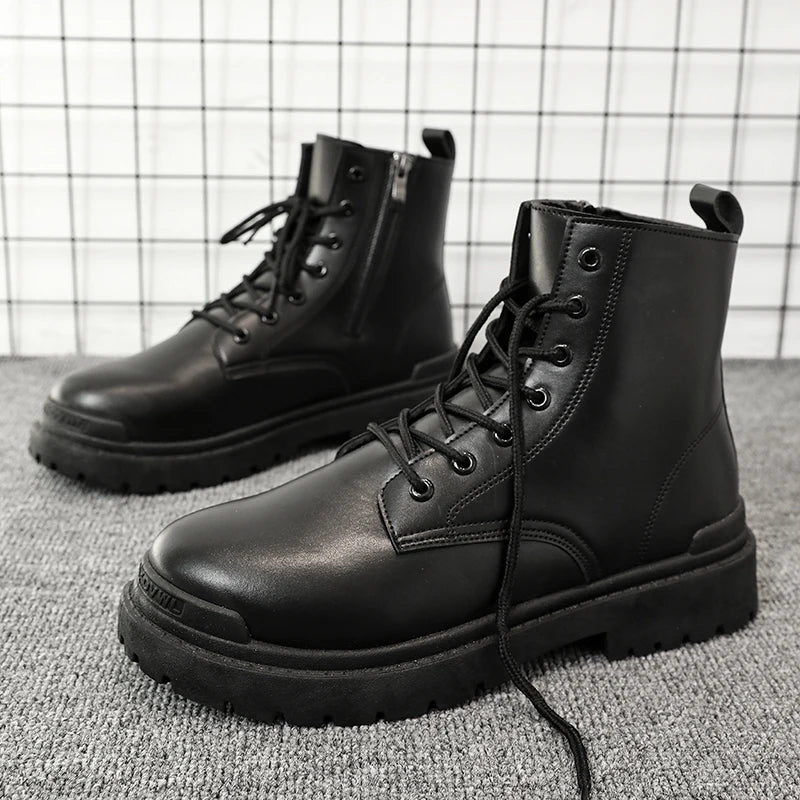 TRAIL BOSS - Men's Retro Leather Hiking Boots - Thick Sole, Anti-Slip Ankle Boots