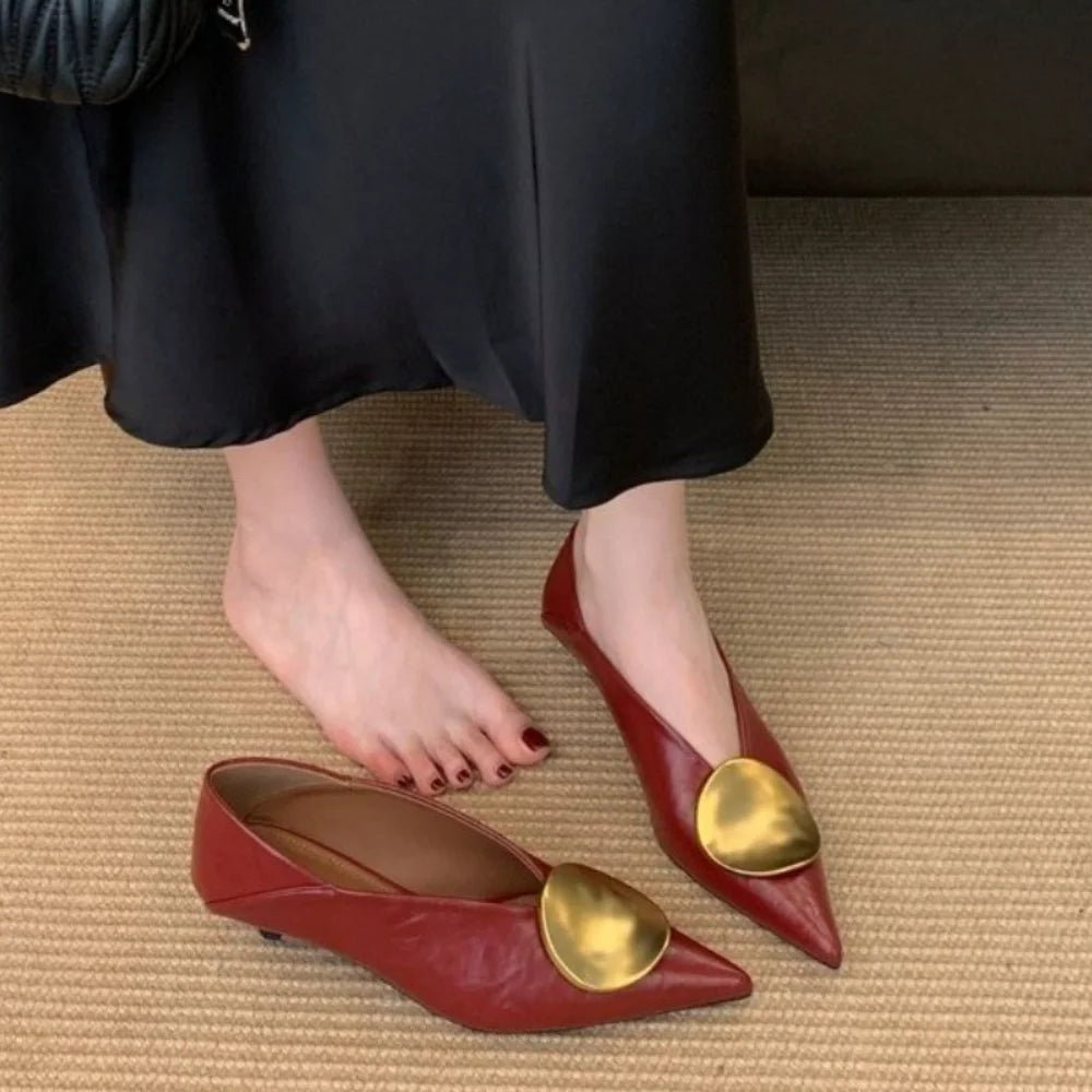 Pointed Toe Pumps – Low Heel Slip-On Platform