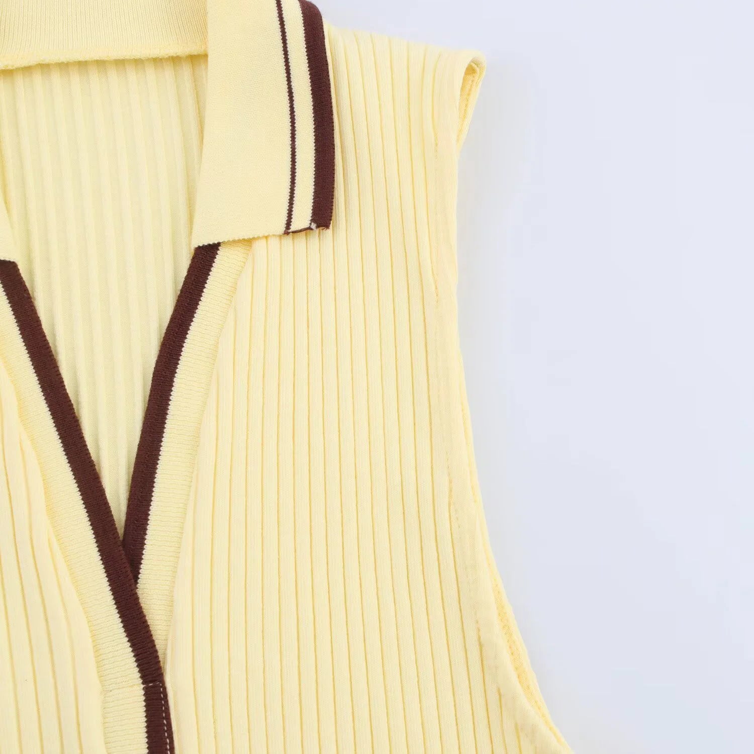 Summer New Fashion Style Ribbed Sleeveless Polo Collar T-shirt Sports Style Polo Shirt Vest Top Women's Clothing