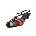 2026 New Genuine Leather Cowhide Women Sandals Buckle High Heels Mixed Color  Sandals Summer Fashion Party Womens Shoes