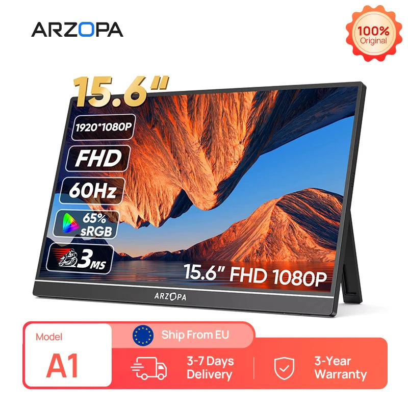 ARZOPA A1 15.6" Portable Monitor - FHD 1080p Ultra-Slim Display