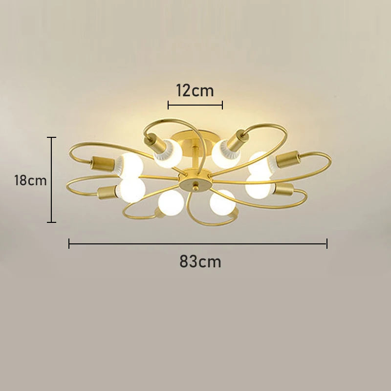 Retro Industrial Pendant Light – 3/6/8 Heads, Black/Gold/White