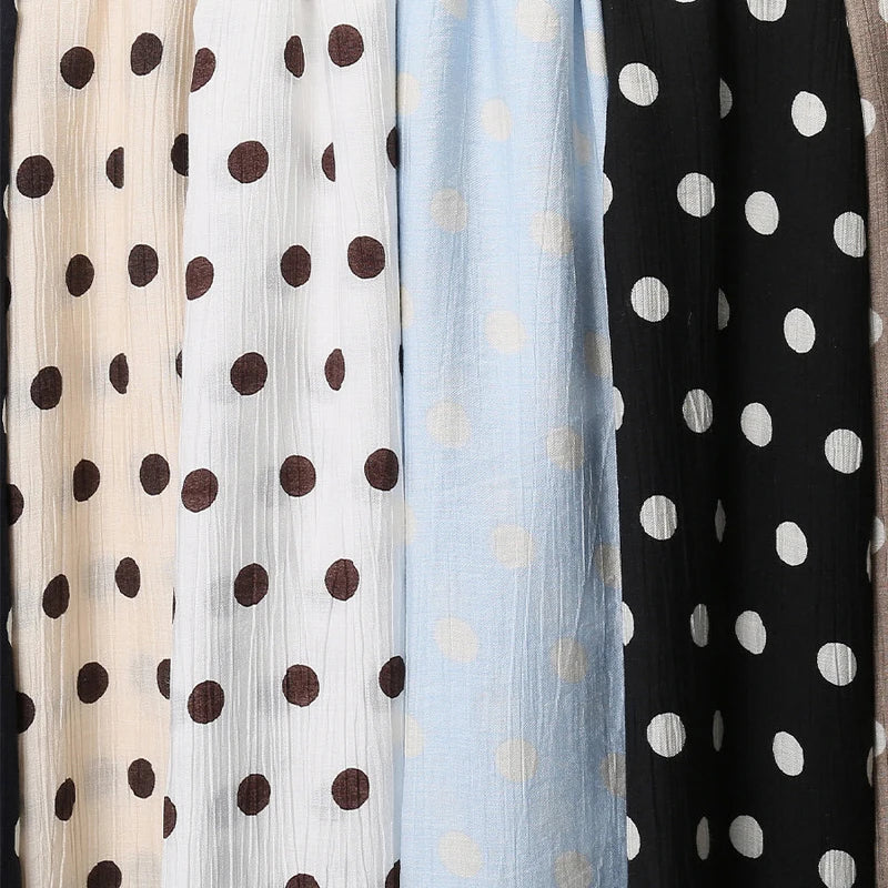 0.5m/1m/2m Imitation Cotton Polka Dot Printing Fabric for Summer Dresses Home Wear Pajamas Hair Accessories DIY Sewing Fabrics