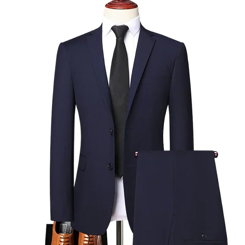 BRITISH EDGE - Men's Slim Fit Suit Set (Blazer + Pants) - 3 Colors, S–8XL