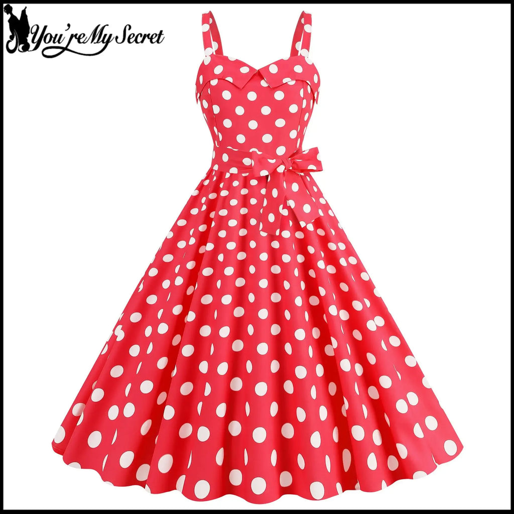 Vintage Classical Polo Dot Printed Dress Women's Sexy Sling Strap Wrap Chest Dress Valentine's Day Streetwear Spring Summer
