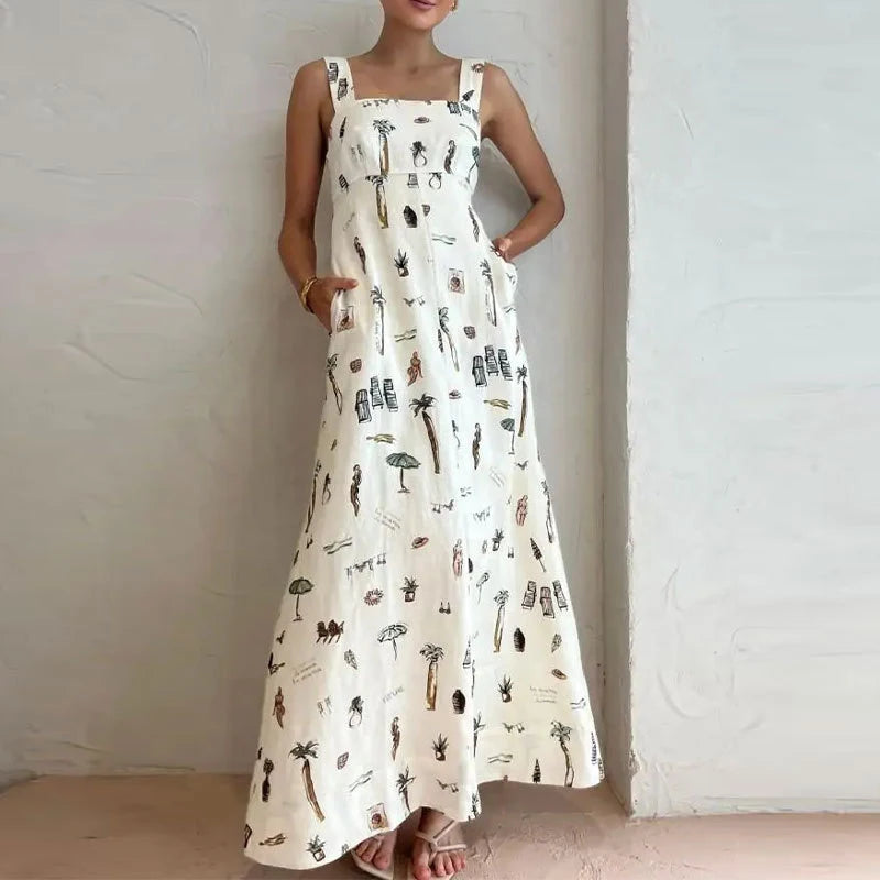 2026Spring new women's clothing Cross-border European and American dresses Fashionable and sexy printed strap long dress