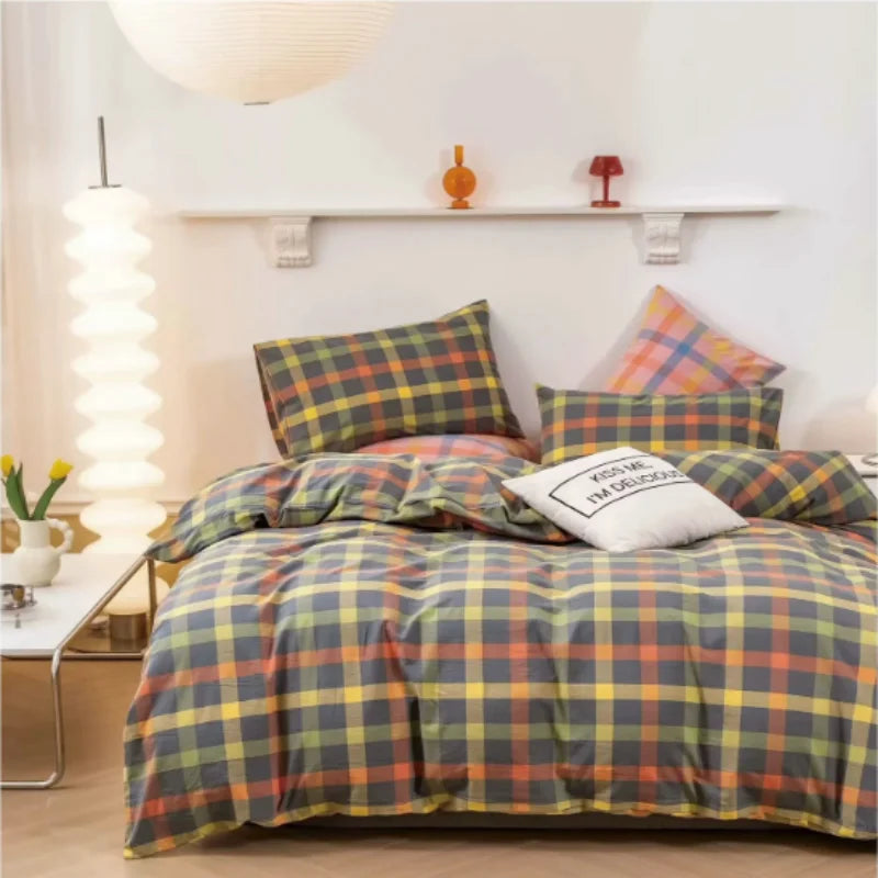 WASHED COTTON PLAID FABRIC - 100% Cotton, 270g/m - Soft Rooms