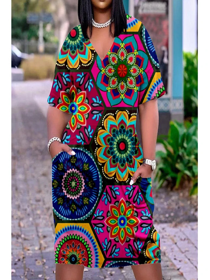 Fashion Native Midi Dresses Women Bohemian Party Evening Dress Women's Fashion African Dress Female Letter Sexy Sundress Slim